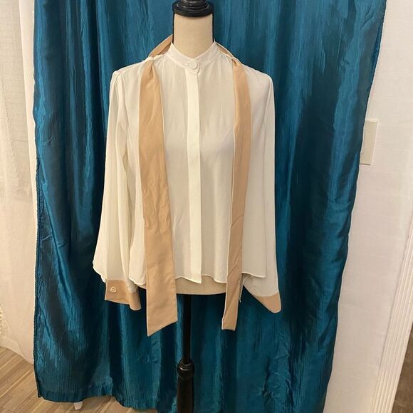 Alexis 100% silk tie blouse, L - Picture 4 of 13